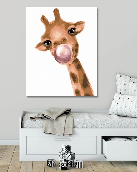 Maľovanie podľa čísel Žirafa so žuvačkou, 80 × 100 cm, bez rámu a bez napnutia plátna ...