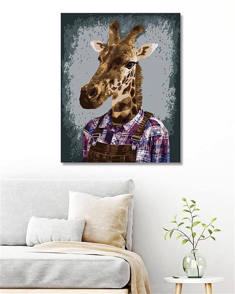 Maľovanie podľa čísel Žirafa v košeli, 80 × 100 cm, bez rámu a bez napnutia plátna ...