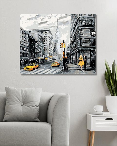 Maľovanie podľa čísel Žlté taxíky v New Yorku, 80 × 100 cm, bez rámu a bez napnutia plátna ...