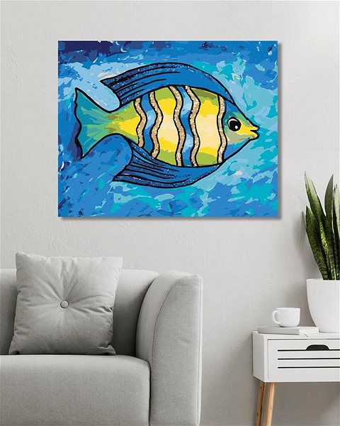 Maľovanie podľa čísel Žlto-modrá rybka, 80 × 100 cm, bez rámu a bez napnutia plátna ...