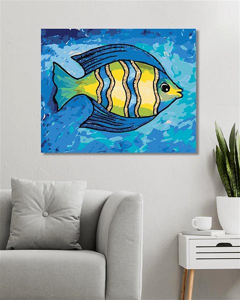 Malování podle čísel Žlutomodrá rybka, 80×100 cm, vypnuté plátno na rám ...