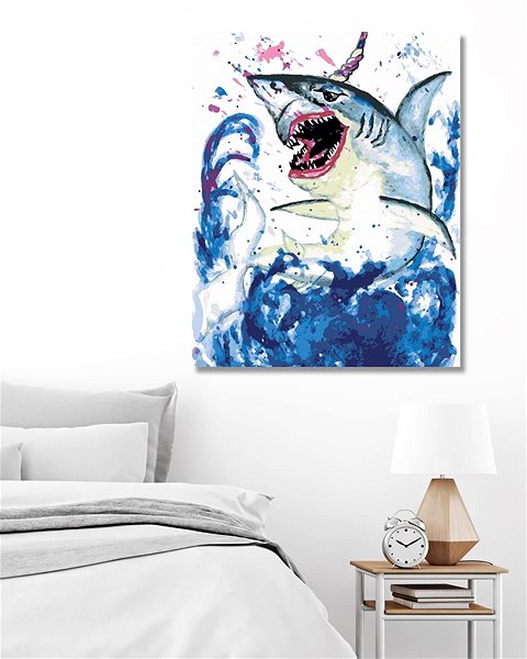 Maľovanie podľa čísel Žralok jednorožcom, 80 × 100 cm, bez rámu a bez napnutia plátna ...