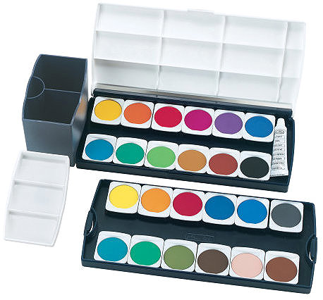 Aquarell-Farben HERLITZ 24 herausnehmbare Farben, Palettendeckel ...