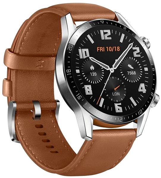 Smart Watch Huawei Watch GT 2 Brown Leather Strap Lateral view