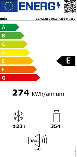 Refrigerator BEKO B3RDNE504HXB Energy label