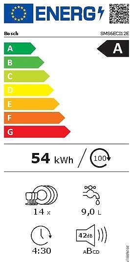 Dishwasher BOSCH SMS6ECI12E Energy label