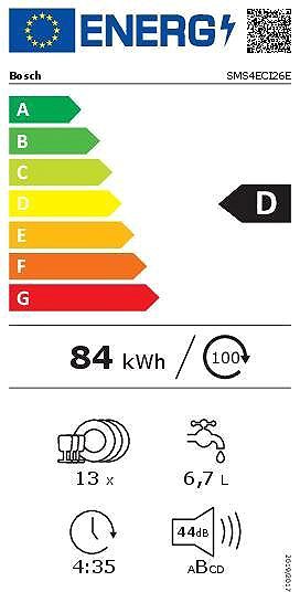 Dishwasher BOSCH SMS4ECI26E Energy label