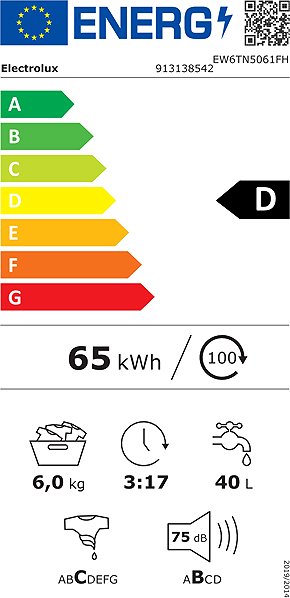 Washing Machine ELECTROLUX EW6TN5061FH Energy label