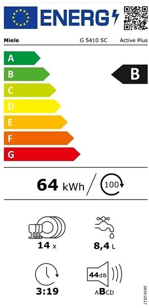 Dishwasher MIELE G 5410 SC edst Energy label