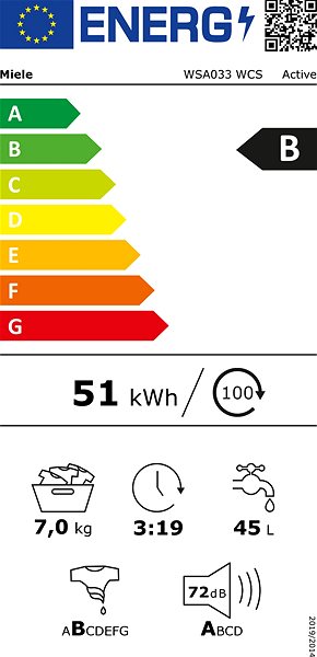 Mosógép MIELE WSA033WCS EU1 LW Active Energia címke
