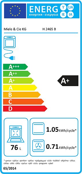 MIELE H 2465 B ED-LOOK built-in oven Energy Label