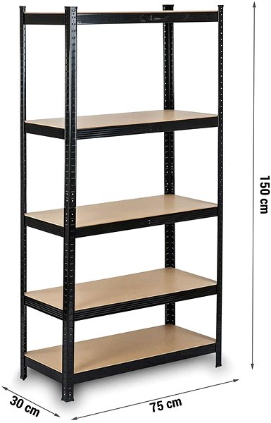 Shelving Unit Humberg Metal shelf 150 × 75 × 30 cm black ...