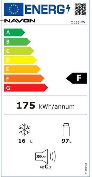Hűtőszekrény NAVON C 113 FW Energia címke