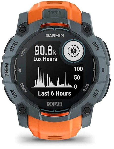 Smart Watch Garmin Instinct 3 50mm Solar, szürke, narancs szíjjal ...