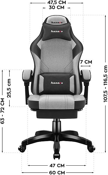 Gaming Chair Huzaro Swivel chair Force 3.7 grey ...