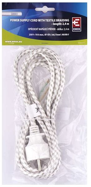 Napájací kábel EMOS Flexo šnúra opradená 3× 0,75 mm2 k žehličke, 2,4 m ...