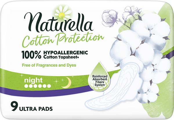 Egészségügyi betét NATURELLA Cotton Protection Ultra Night, 9 db ...