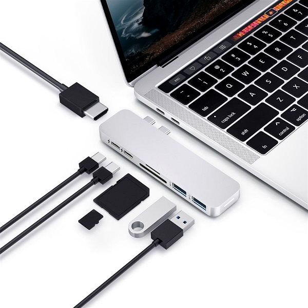 Port replikátor HyperDrive DUO 7 2 USB-C Hub - MacBook Pro / Air, ezüst Csatlakozási lehetőségek (portok)