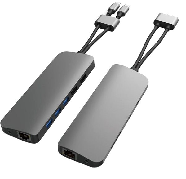 Port replikátor HyperDrive VIPER 10 a 2-ben USB-C Hub, szürke Csatlakozási lehetőségek (portok)