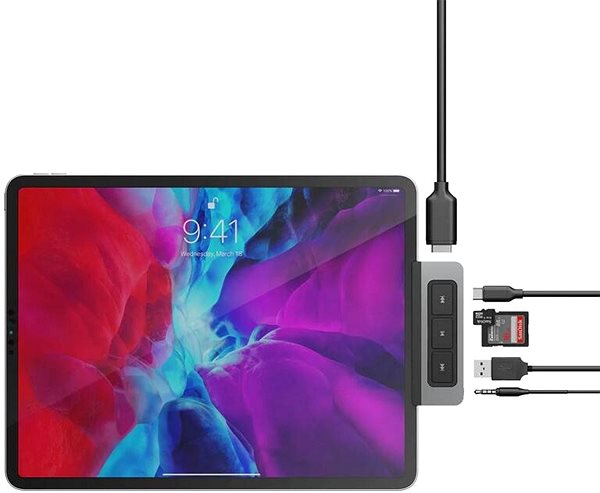Docking Station HyperDrive Media 6in1 USB-C Hub for iPad Pro/Air, Silver ...