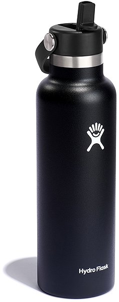 Hydro Flask Edelstahl Thermosflasche Standard Mouth Straw Cap 21 oz 621 ml Schwarz .
