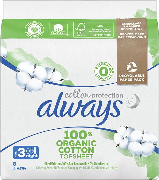 Menštruačné vložky ALWAYS Cotton Protection Ultra Night 8 ks ...