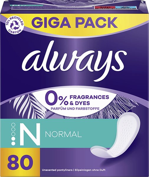 Menštruačné vložky ALWAYS Daily Fresh Normal 0% parfumácie a farbív 80 ks ...