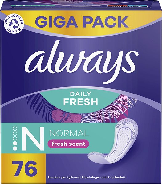 Menštruačné vložky ALWAYS Daily Fresh Normal so sviežou vôňou 76 ks ...