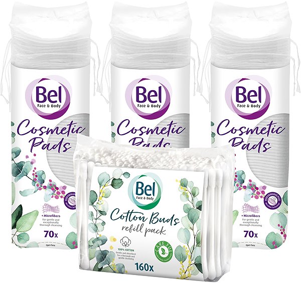 Odličovacie tampóny BEL Face & Body tampóny 3× 70 ks + vatové tyčinky 160 ks ...