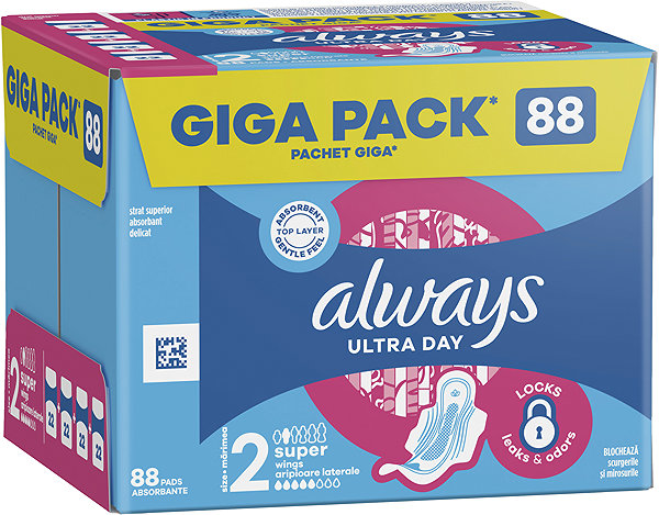 Egészségügyi betét ALWAYS Ultra Day Super, 88 darab ...