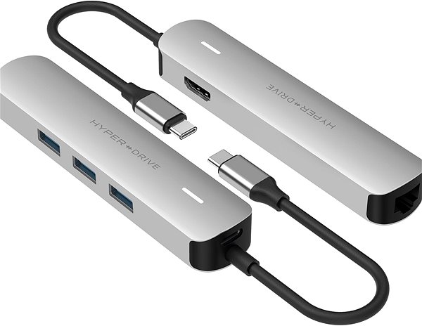 Port Replicator HyperDrive 6-in-1 USB-C Hub with 4K HDMI Output - Silver Connectivity (ports)