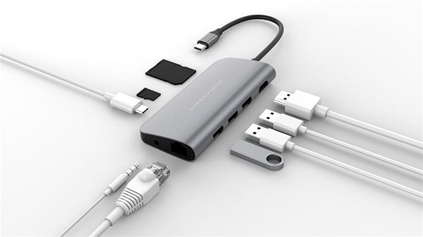 Port-Replikator HyperDrive POWER 9-in-1 USB-C Hub für iPad Pro, MacBook Pro/Air - Space Grey Anschlussmöglichkeiten (Ports)