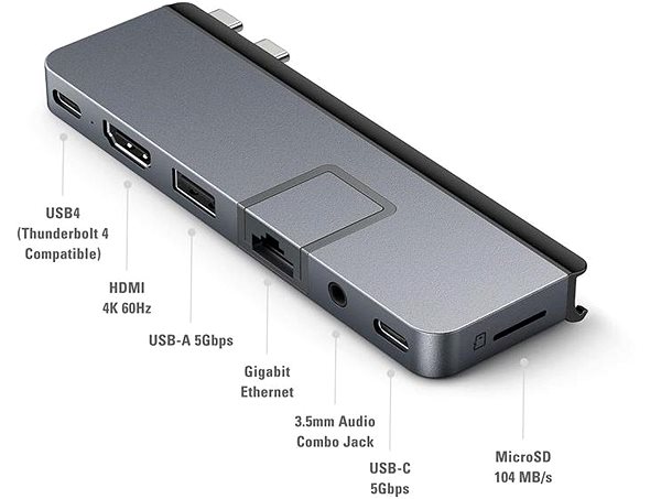 Replikátor portov HyperDrive DUO PRO 7-in-2 USB-C Hub, sivý ...