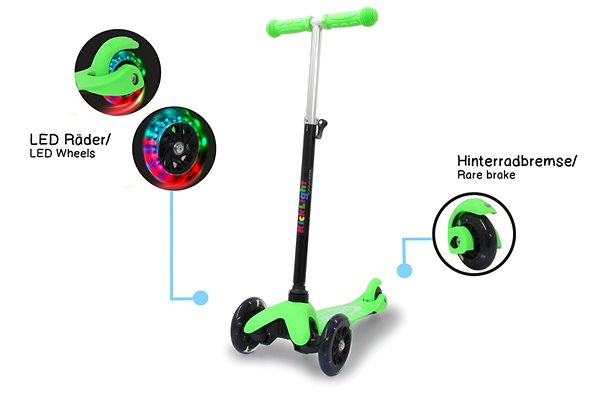 Kolobežka Jamara KickLight Scooter green Vlastnosti/technológia