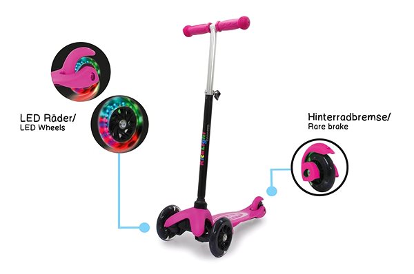 Roller Jamara KickLight Scooter pink Jellemzők/technológia