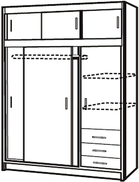 IDEA nábytek Wardrobe with sliding doors 53000, oak.