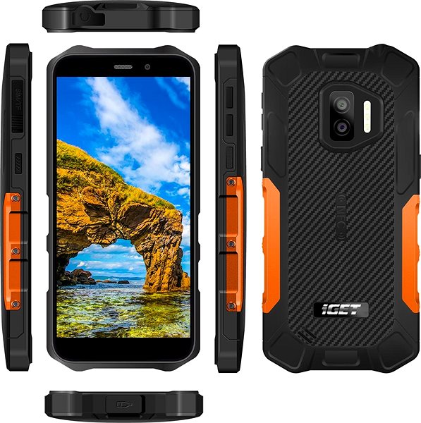 Handy Smartphone iGET WP12 Pro - orange Seitlicher Anblick