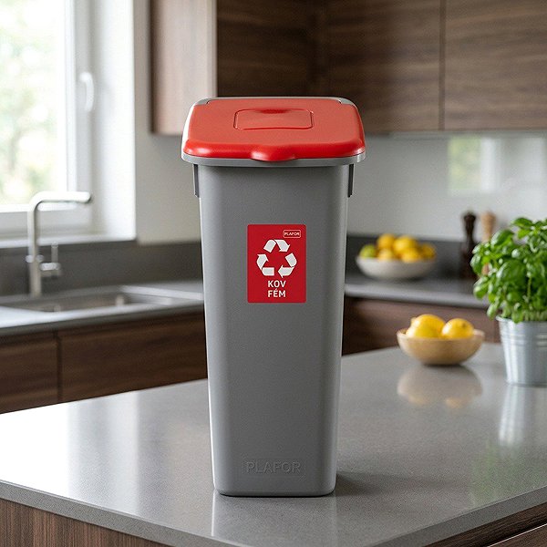 Mülleimer Igotrend Abfalltrennbehälter 53 l FLAP BIN grau/rot Lifestyle