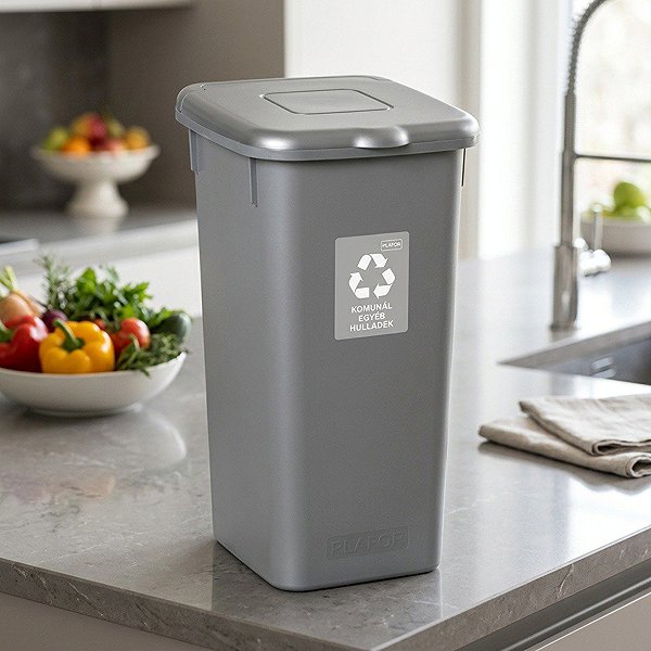 Mülleimer Igotrend Abfalltrennbehälter 53 l FLAP BIN grau/silber Lifestyle