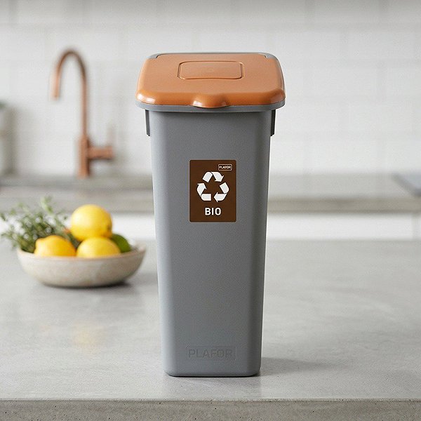 Mülleimer Igotrend Abfalltrennbehälter 53 l FLAP BIN grau/braun Lifestyle