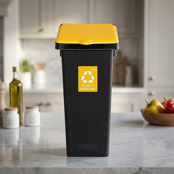 Rubbish Bin Igotrend Waste separation bin 53 L FLAP BIN black/yellow PLA