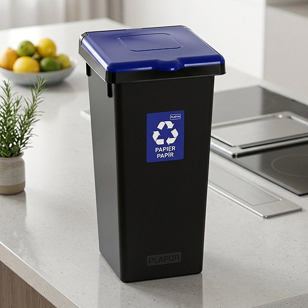 Mülleimer Igotrend Abfalltrennbehälter 53 l FLAP BIN schwarz/blau Lifestyle