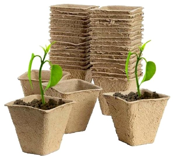 IGOTREND Peat flower pot, 8 × 8 × 8 cm, set of 18 .