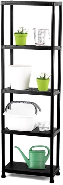 Shelving Unit Igotrend Plastic shelf 80 × 30 × 180 cm, black, 5 shelves ...