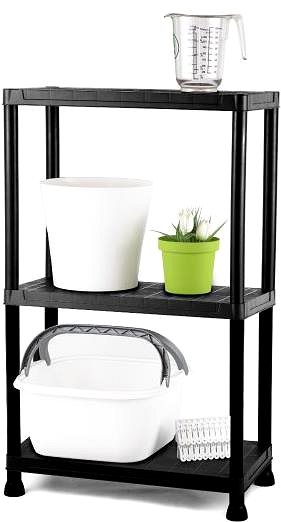 Shelving Unit Igotrend Plastic shelf 80 × 30 × 96 cm, black, 3 shelves ...
