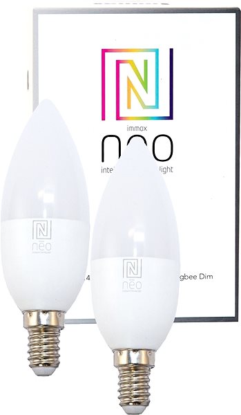LED Bulb Immax Neo LED E14/230V C37 5W TB 440lm Dim 2pcs Screen