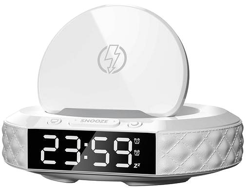 Éjszakai fény IMMAX Immax CLOCK multifunkcionális asztali óra, Qi vezeték nélküli töltő 3in1, 5 W / 10 W ...