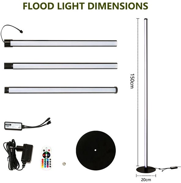 Stojací lampa IMMAX NEO LITE Smart Ambiente, 150 cm, 12 W,  RGB barevná, stmívatelná, WiFi ...