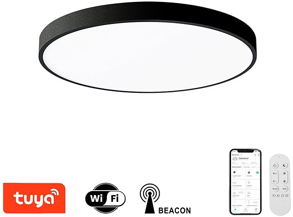 Deckenleuchte IMMAX NEO LITE SEMPLICI Smart, schwarz, 50 cm 48W 3468 lm Tuya WiFi BEACON ...