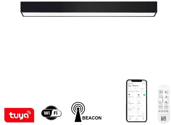 Ceiling Light IMMAX NEO LITE LUNGO Smart, Black, 90 cm 29W 2204lm Tuya WiFi BEACON ...